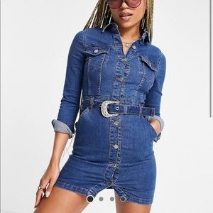 ASOS denim mini dress with western belt